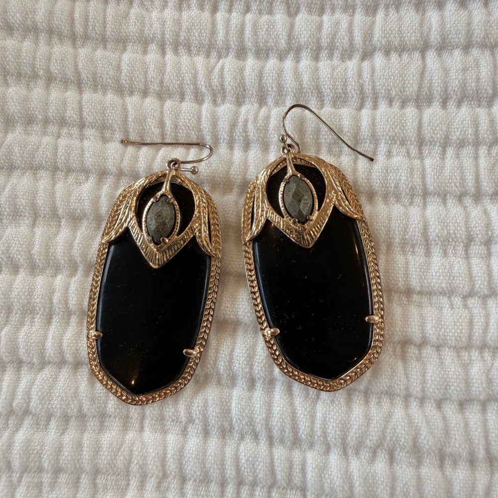 Kendra Scott Custom Design Drop Earrings - Black Stone